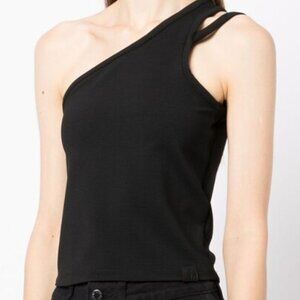 Izzue  logo-patch one-shoulder top